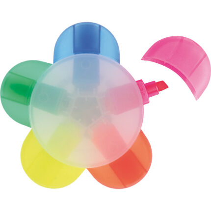 Textmarker Blume mit 5 Farben